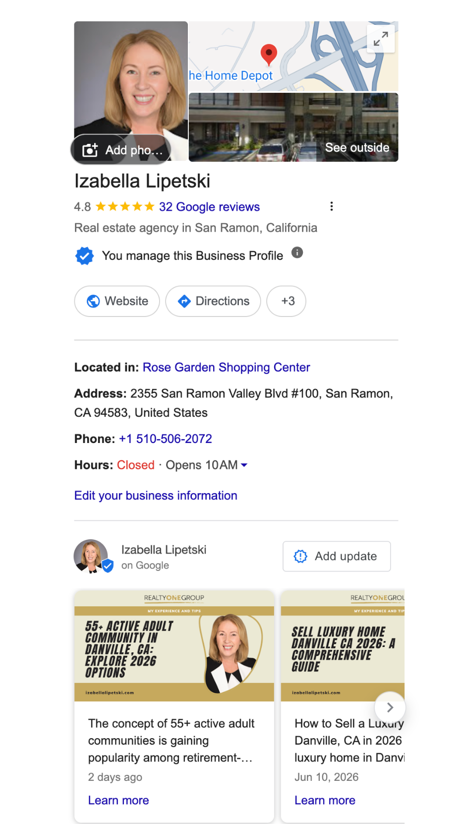 Google Business Profile карточка Izabella Lipetski